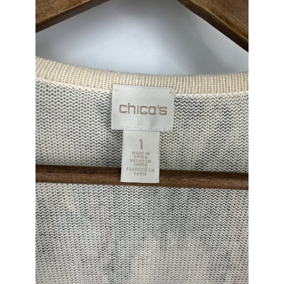 Chicos Open Front Long Sleeve Lightweight Knit Cardigan Women's Size 1 US M - Picture 5 of 9